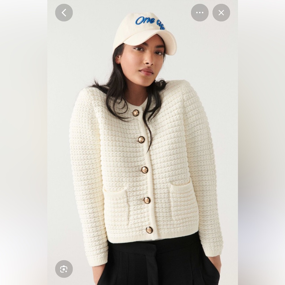 Ba&sh Gaspard Knitted Cardigan Sweater in Ivory Size 1/Small NWOT
